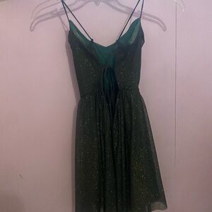 Lucy in the Sky Green Glittery Spaghetti Strap Dress